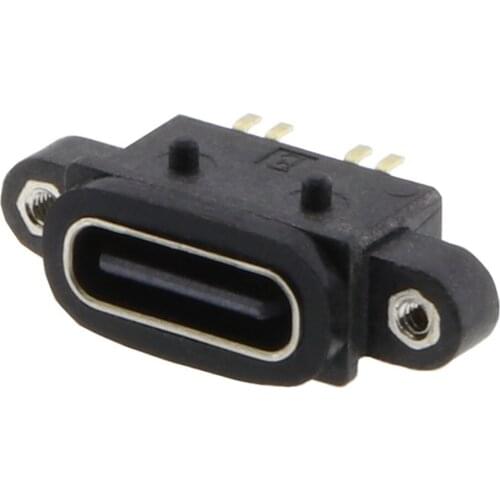 1000pcs Micro USB TYPE C 4Pin Waterproof Female USB C Socket Port With Screw Hole Power Charging Interface USB Connector