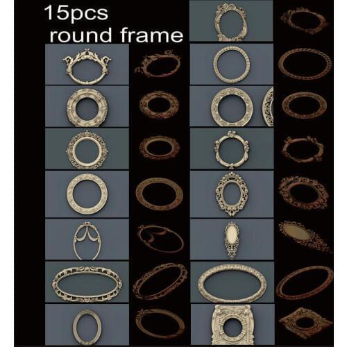 15pcs/set round frame 3d model STL relief for cnc STL format frame 3d Relief Model STL Router 3 axis Engraver ArtCam