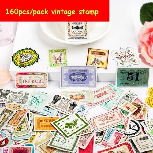 160pcs/pack Vintage Stamp Diy Diary Stickers Stationery Decoration Sticker Flakes Scrapbooking School Supplies