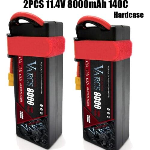 2PCS VARCS Lipo Batteries 3S 11.4V 8000mAh 140C/280C HardCase for RC 1/8 /10 Car Off-Road Buggy Truck Boats Drone salash Parts
