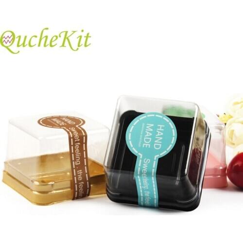 100pcs Square Plastic Moon Cake Box Christmas Wedding Party Cake Box Container Holder Packaging Egg-Yolk Puff Container Box