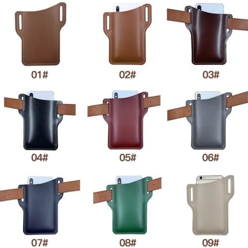 2021 Fashion Unisex Mobile Phone Bag Leather PU Purse Case Outdoor Tool Belt Bag For Men Unisex Sport Running StorageBag