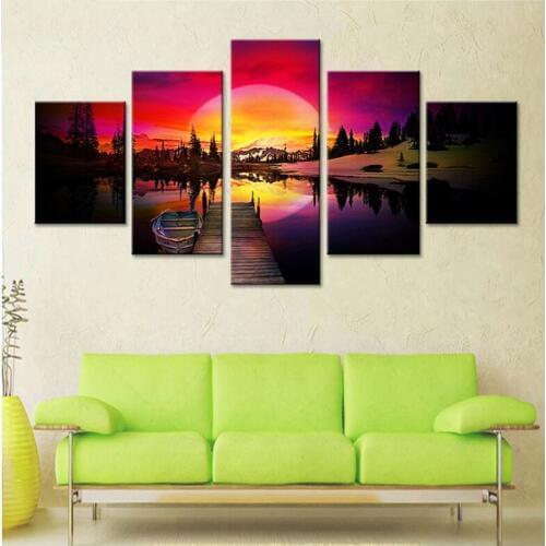 5pcs Diy Diamond Painting Moon scenery Picture of Rhinestones Full Square round Diamond Embroidery Wedding DecorationZP-3241