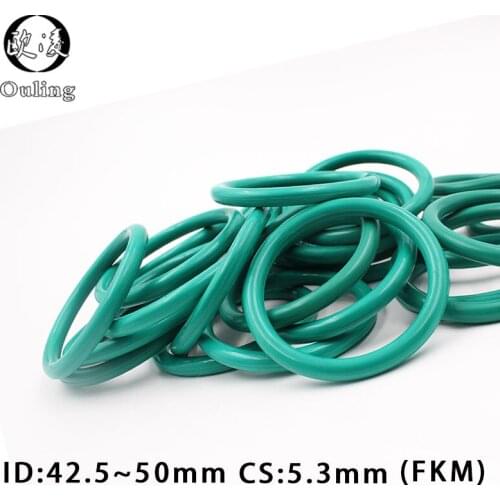 5PC Fluorine rubber Ring FKM O-ring Seal CS5.3mm ID42.5/43.7/45/46.2/47.5/48.7/50mm O Ring Seal Gasket Oil Ring Sealing Washer