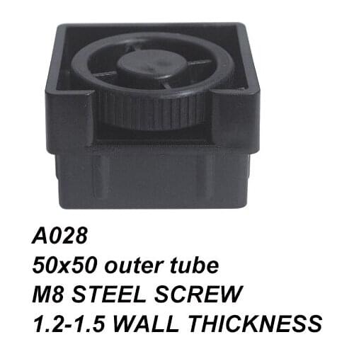 50x50 mm square tube screw on feet adjustable pad ABS plastic chair table feet leg leveling screw M8 screw adjustable feet