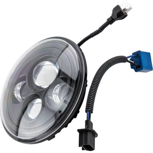 7" Round LED Headlight Black High/Low Beam H4 H13 Adapter For Jeep For Mazda Miata For Ford For Land Rover