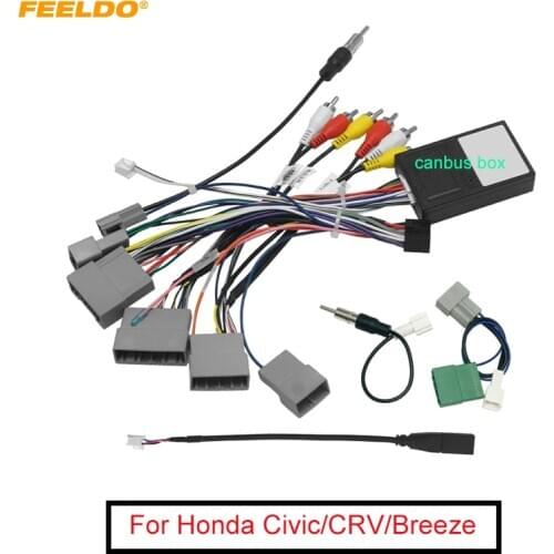 FEELDO Car 16Pin Android Stereo Power Wiring Harness With Canbus + USB For Honda Civic 1.5T(16-19)/CRV (17-19)/Breeze(2020+)
