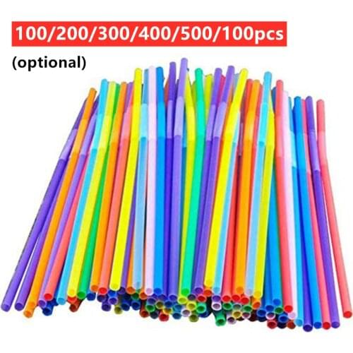 Free Shipping 100-1000Pcs/Bag Disposable Plastic Straw Color Art Straws Curved DIY Shape Straw PP Elbow Strong And Sturdy
