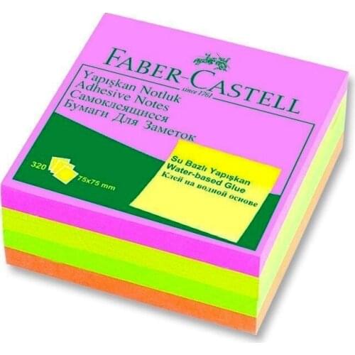 Faber-Castell Sticky Notes 75x75mm Mixed Highlighter Color Cube