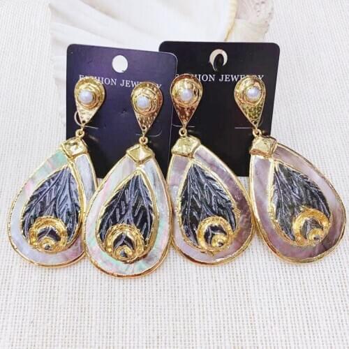 Fashionable Natural Pearl Shell Earrings For Women Hyperbole Vintage Dangle Earring Jewelry Brinco 3Pairs Earring Wholesale