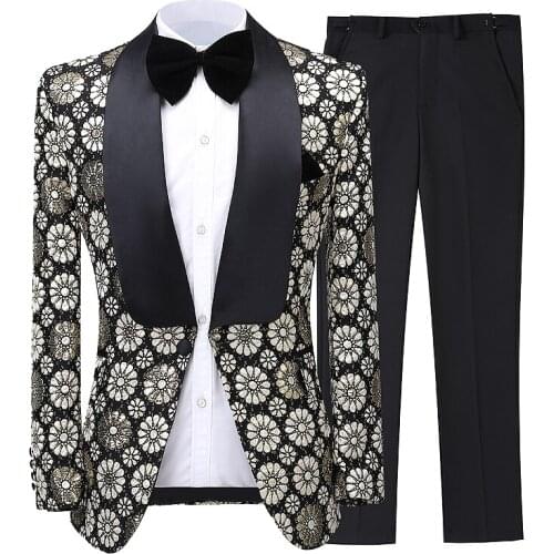 Mens Suits 2 Pieces One Button Lapel Collar Male Suit Slim Fit Casual Business Dress Suits For Wedding Tuxedo Blazer+Pants 2021