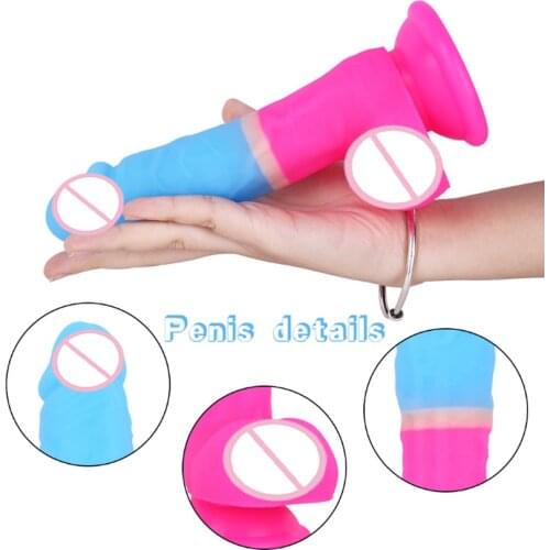Colourful Soft Silicone Dildo Anal Butt Plug Strong Suction Cup Dildo Toy Realistic Penis G-spot Orgasm Sex Toys for Women/Men
