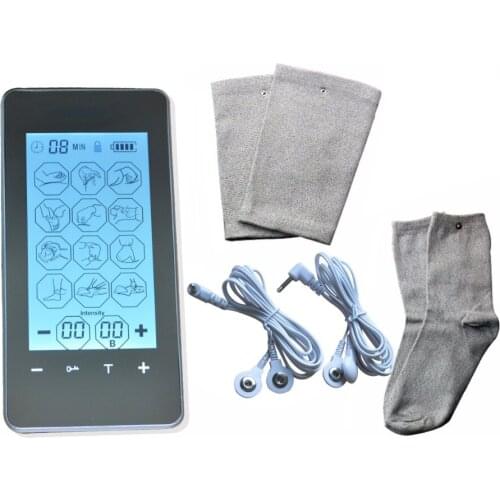 Phone Style Touch Sreen TENS 12 Modes Body Healthcare Physiotherapy Massager +Therapy Knee Pads And Socks Full Body Health Care