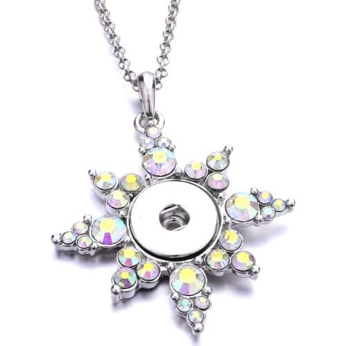 New Snap Button Jewelry Necklaces Crystal Rhinestone Flower Owl 18mm Snap Necklace DIY Snap Jewelry Necklace Pendant