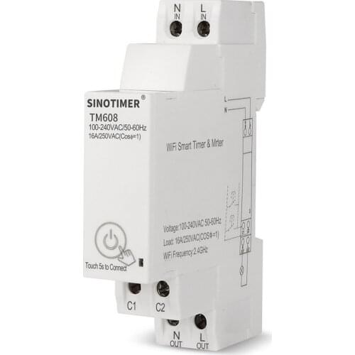 18mm Single Phase Digital Timer Switch Remote WiFi Smart Light Control Switch Programmer With Energy Monitoring 100-240V 16A