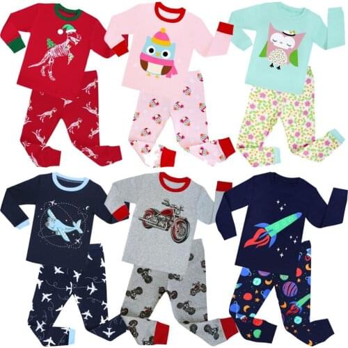 100 Cotton Long Sleeved Boys Pajamas Sets Girls Christmas Pajama Pyjamas Kids Pijama De Unicornio Infantil Boys Sleepwear PJS