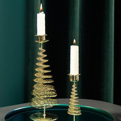 Christmas Tree Candle Holder Creative Euro Home Romantic Diningtable Decor Gold Metal Candlelight Dinner Christmas Candlestick