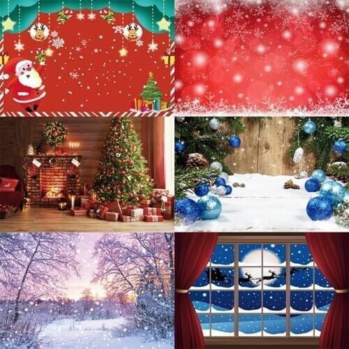Christmas Photo Backdrop Wood Wall Xmas Tree Sock Happy Birthday Party Natale Light Decoration Photography Backgrounds Banner