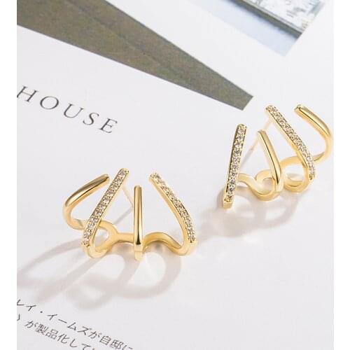 DIWENFU 14k Earring Real Gold Stud Earring Women Classic Party Aros Mujer Oreja Diamond Jewelry 14K Yellow Gold Garnet Earring