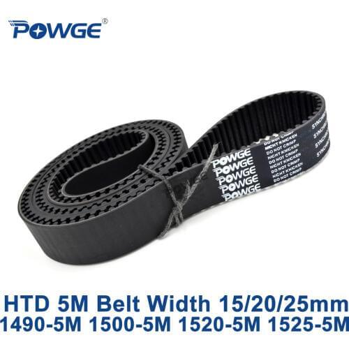 POWGE HTD 5M synchronous Timing belt C=1490/1500/1520/1525 width 15/20/25mm Teeth 298 300 304 305 HTD5M 1490-5M 1500-5M 1520-5M