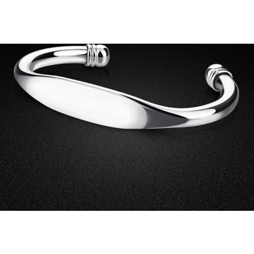 Holiday discounts 925 sterling silver bracelets for womens Minimalist glossy design Engraved bracelets Female charm jewelry