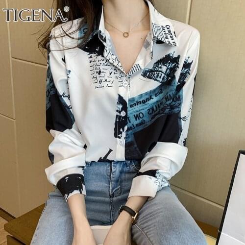Блузки с принтом TIGENA China At AliExpress