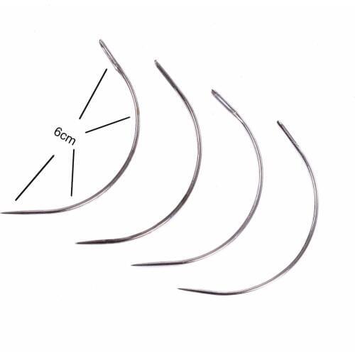 12Pcs C Style Hair Weave 6 CM Needle For Brazilian Hair Weft Extension Weaving Type Curved Thread Sewing Salon Styling Tools