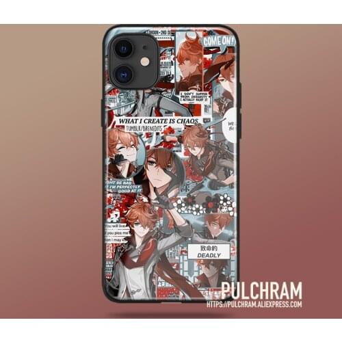 Genshin Impact Tartaglla Glass Soft Silicone Phone Case Cover Shell for IPhone SE 6s 7 8 Plus X XR XS 11 12 Mini Pro Max