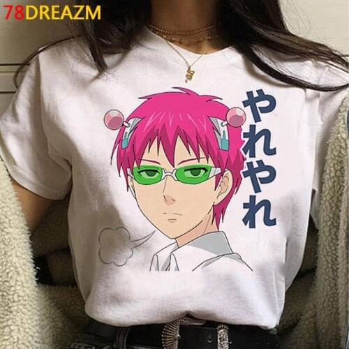 Saiki k t shirt tshirt women ulzzang 2021 print graphic tees women couple clothes top tees streetwear
