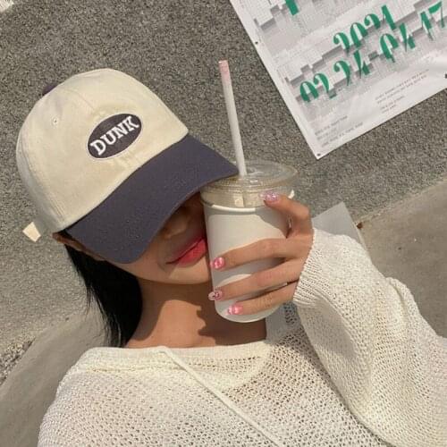 Letter Pattern Cotton Womens Baseball Cap Summer Simple Adjustable Colorful Embroidery Cap Outdoor Sun Protection Statement Cap