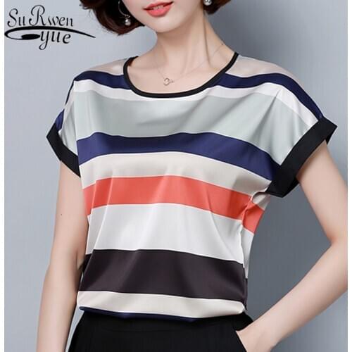 Fashion Women Tops and Blouses 2021 Shirts Plus Size Ladies Tops Stripe Chiffon Blouse Shirt Blusas Femininas Blouses 0451 30