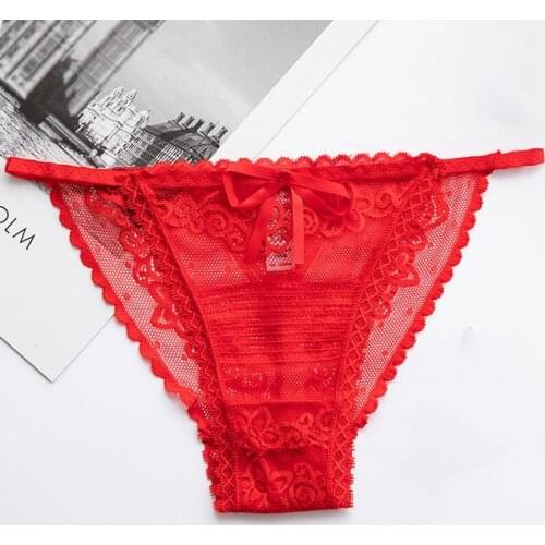Women Panties Comfortable Cotton Polyester Lace Sexy G-String Girl Underwear Solid Color Panties