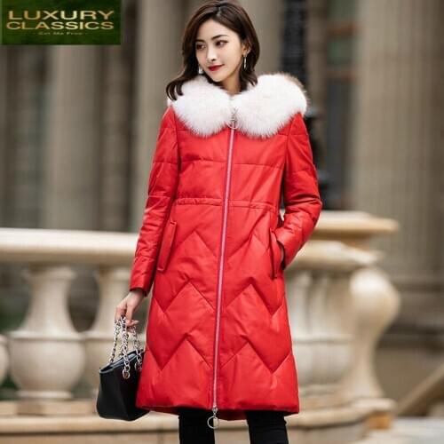Winter Coat Women Autumn Clothes 2021 Korean Fox Fur Collar Real Genuine Leather Jacket Sheepskin Down Coat Female Jacket ZT4915