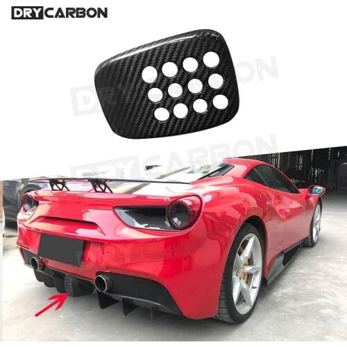 1Pc Dry Carbon Fiber Car Rear Bumper Diffuser Decoration Cover With Camera Hole Case for Ferrari 488 N Style 2015-2018