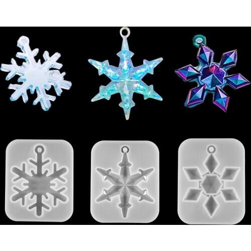 1pcs Snowflake Silicone Molds Pendants With Hole Epoxy Resin Mold Home Decoration Christmas Tree Hanging DIY Jewelry Making