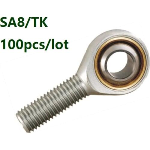 100pcs/lot SA8/TK (d=8mm) Rod End Joint Bearing Outer male Internal Thread Metric Female Right /Left Hand Fish Eye