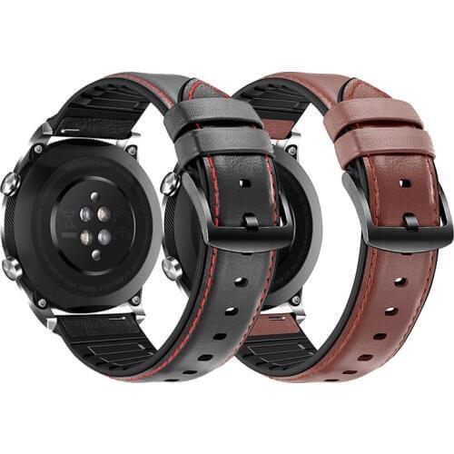 20mm 22mm Leather Watch Band For Samsung Galaxy 3 Active 2 Leather/Silicone Hybrid Watch Strap women Men Sweatproof Watchband