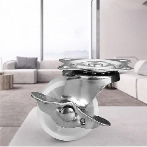 4 Pcs White 1.25" Single Wheel Light Duty Swivel Plate Plastic Rectangle Top Plate Move Flexible Light Duty Caster Wheel