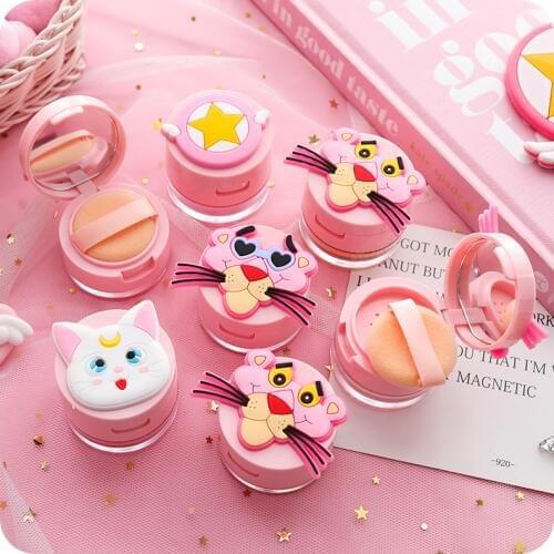 5pcs 3g/5g Mini Cartoon Plastic Loose Powder Jar With Sifter Empty Cosmetic Container Makeup Compact Portable Loose Powder Box