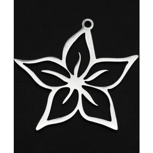 5pcs/lot 100% Stainless Steel 28mm Flower DIY Charm Earring Finding Wholesale Earring Finding Never Fade