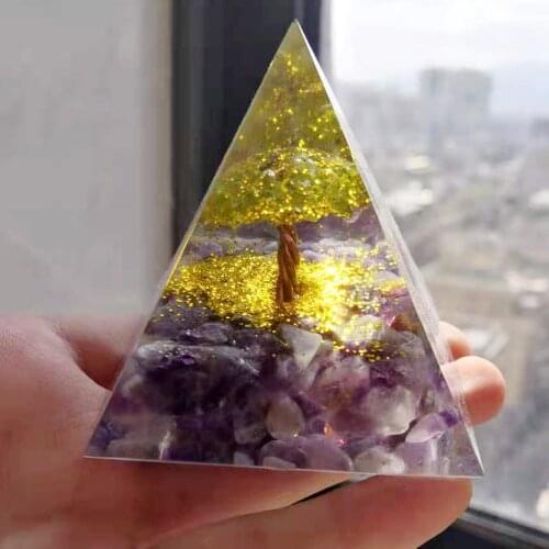 6cm Amethyst Crystal Pyramid Reiki Natural Gemstone Stone Office Decoration