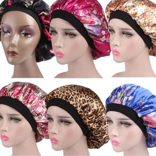 Hair Satin Bonnet Hair Styling Cap Sleeping Shower Cap Silk Women Night Sleep Head Cover Wide Elastic Band Hair Styling Tool