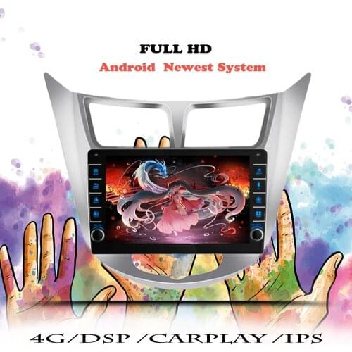 6G+128G 2 din Android 10.0 car DVD player for Hyundai Solaris accent Verna 2010 2011-2016 radio recorder Gps WIFI usb DAB+ 2DIN