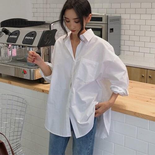White Shirt Chiffon Blouses Women Casual Plus Size Elegantes Long Sleeve Top Kpop Clothes Chemise Blanche Femme Mujer Cardigan