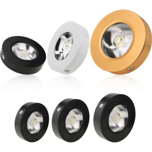 COB LED Puck Light 7W 12W 15W Ultrathin Round LED Under Cabinet Light Kitchen Lamp Surface Mounted LED Downlight Non Driver