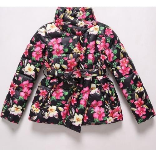 Winter Froal Jackets For Girls Kids Fashion Warm Parka Coats Thick Warm Children Girls Outwear Girls Cotton-padded Jacket