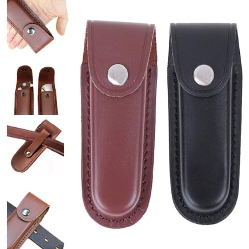 EDC Gear outdoor tool fold knife flashlight holder leather sheath carry belt loop pocket hunt camp case multi holster pouch bag