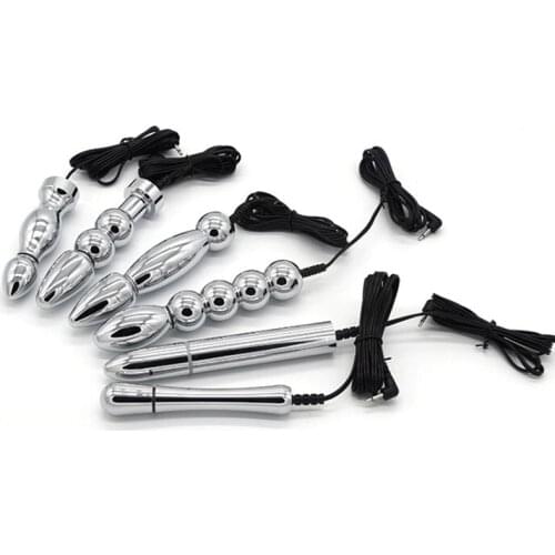 Electric Shock Vibrating Anal Beads Butt Plug Metal Anal Prostate Massager Orgasm Clitoris Stimulator Anal Plug Adult Sex Toys