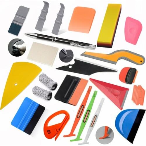 FOSHIO Carbon Fiber Car Stickers Styling Accessories Kit Soft Squeegee Cleaning Tool Vinyl Wrapping PPF Scraper Window Tinting