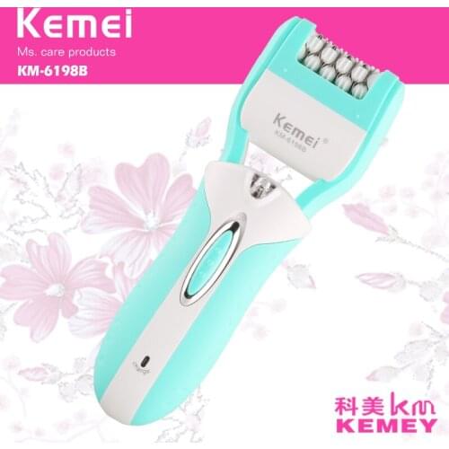 Kemei 3 in 1 rechargeable lady epilator callus dead skin remover hair shaver foot care tool electric hair removal depilador